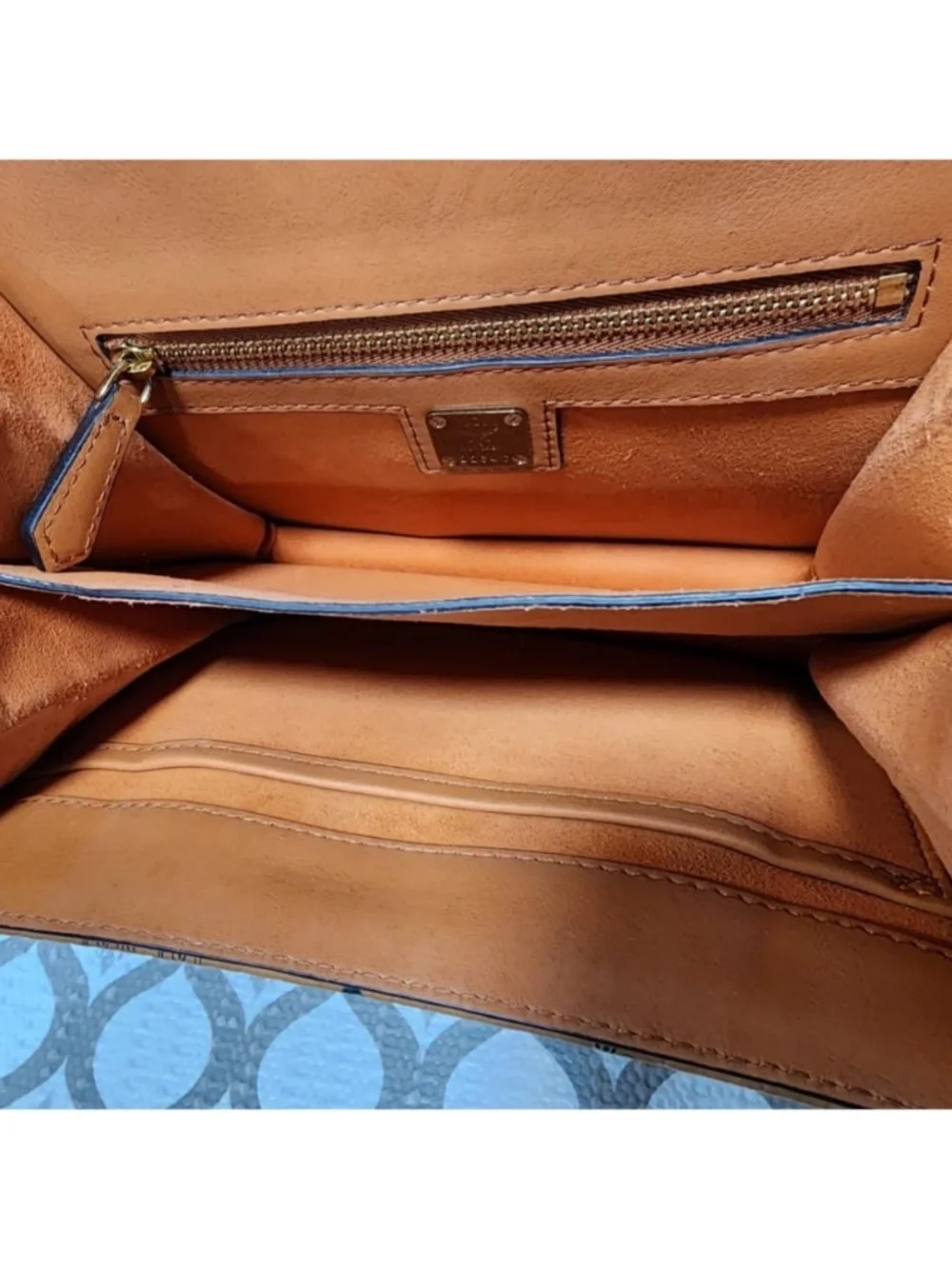 Authentic MCM Patricia Stud Trim Visetos Small Shoulder/ Crossbody Bag Brown
